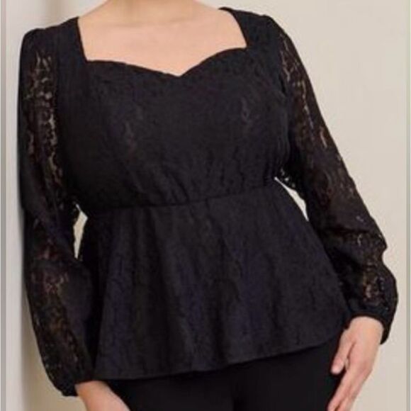 Torrid Black Lace Blouse, Vintage inspired design, feminine cut size 3X - Picture 1 of 13